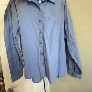 New Wonderly Light Blue Shirt with Orange Stripes